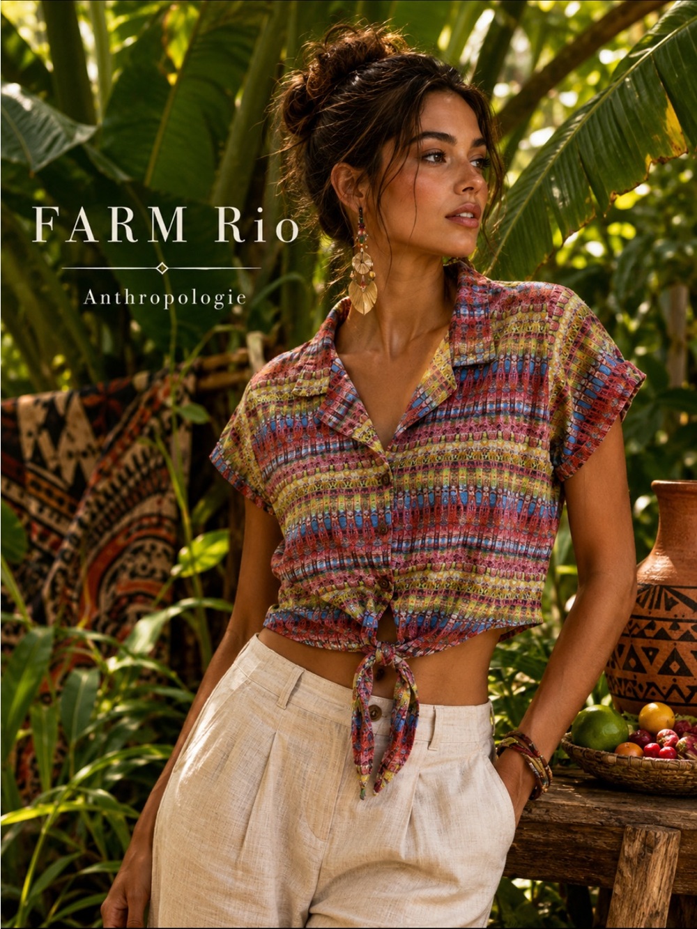 FARM RIO - ANTHROPOLOGIE, the Multicolor crop blouse!